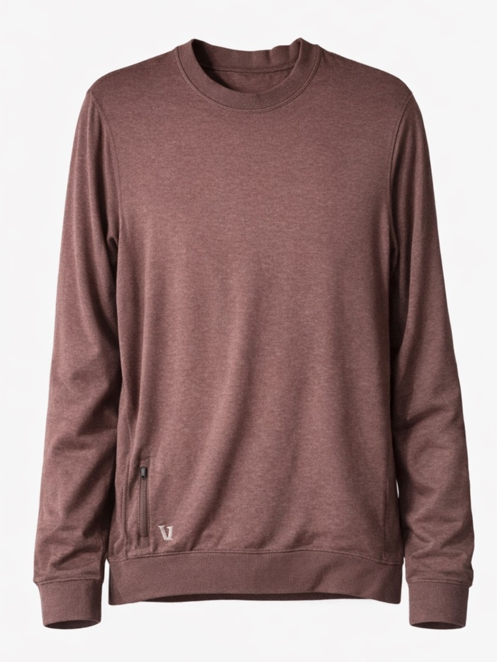 Vuori Ponto Performance Crew Pullover Sable Heather Brown Mens M